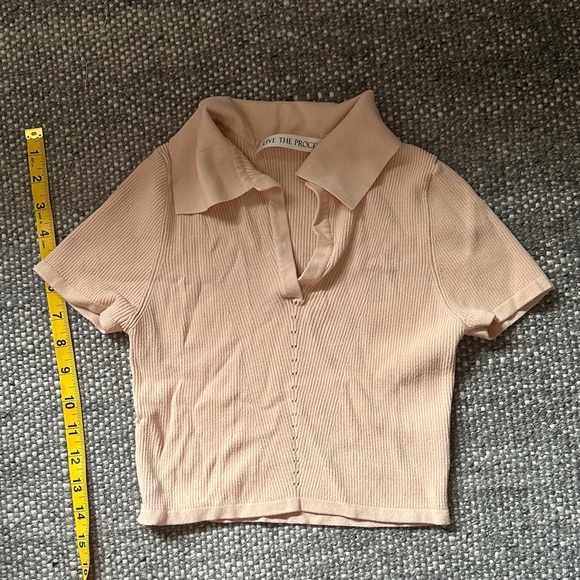 Live The Process Pink Collared Knit Top - Picture 1 of 4
